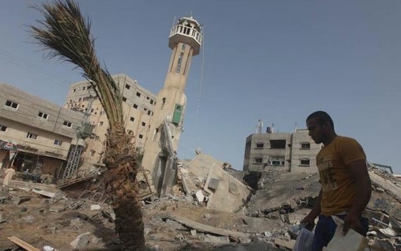 تخریب مسجد "شهدای الاقصی" در غزه