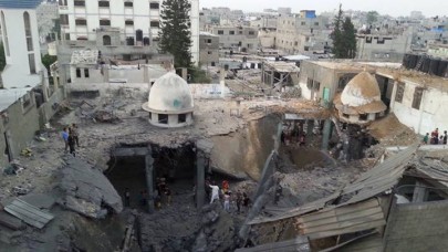 تخریب مسجد "شهدای الاقصی" در غزه